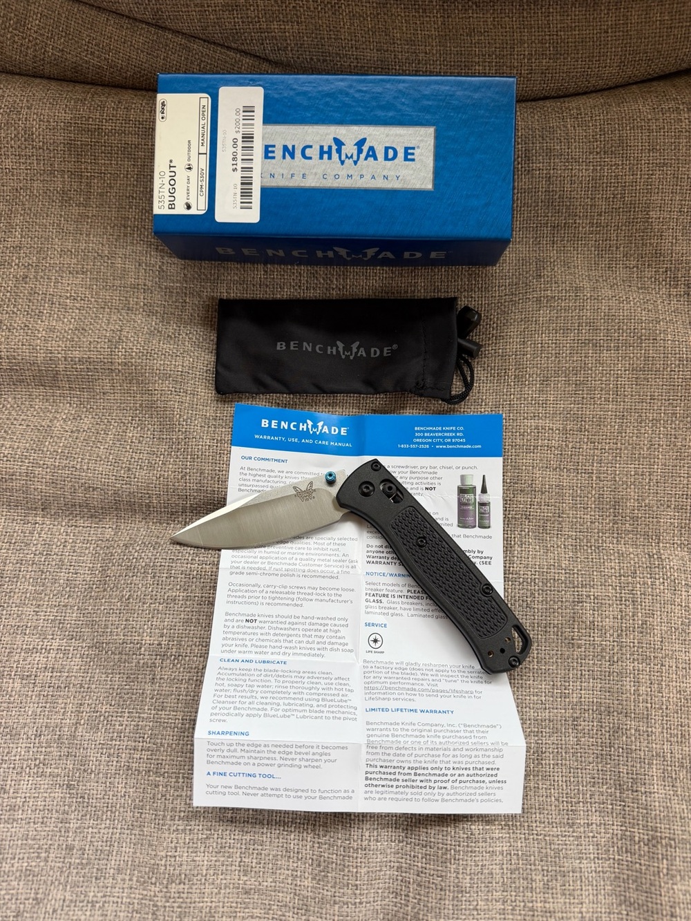 Benchmade Bugout Folding Knife - Black/Gray